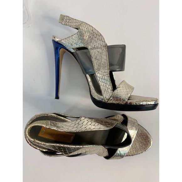 Womens Reed Krakoff Slingback Stiletto High Heel Size 38 EU 7.5 US Metalic 6064 - Picture 9 of 14